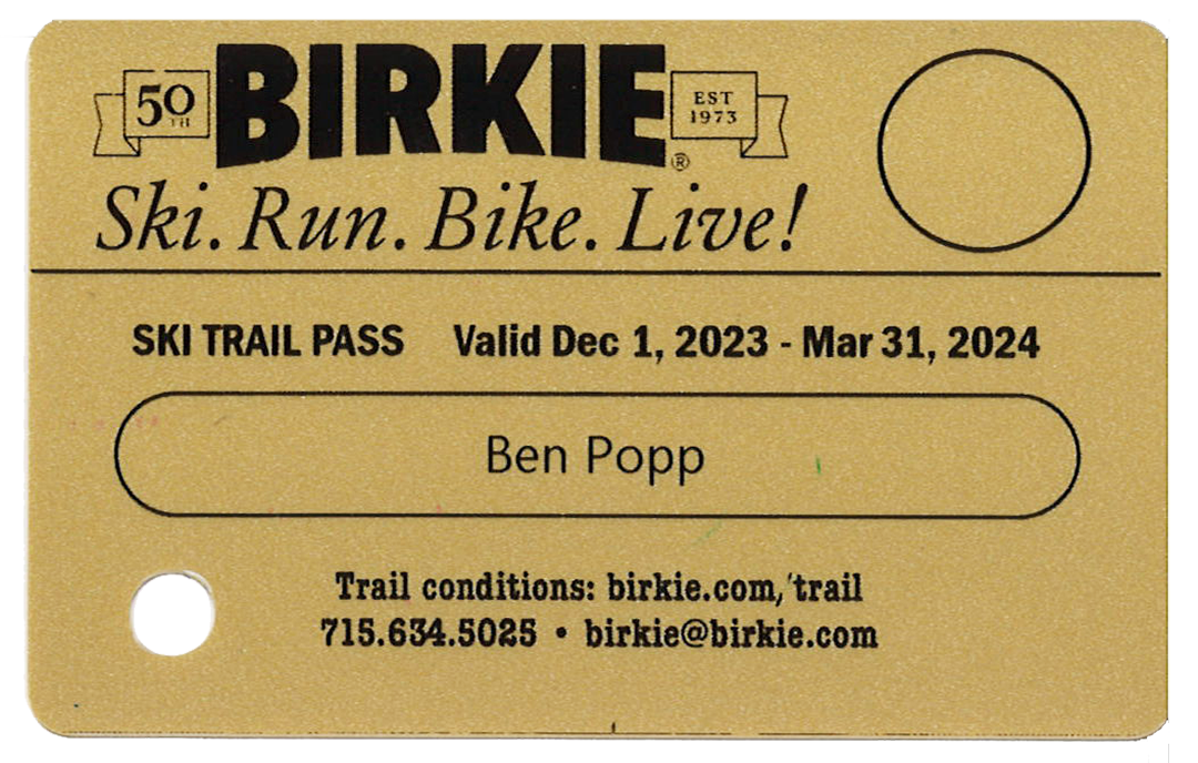 Regular Season Birkie Trail Pass Sample