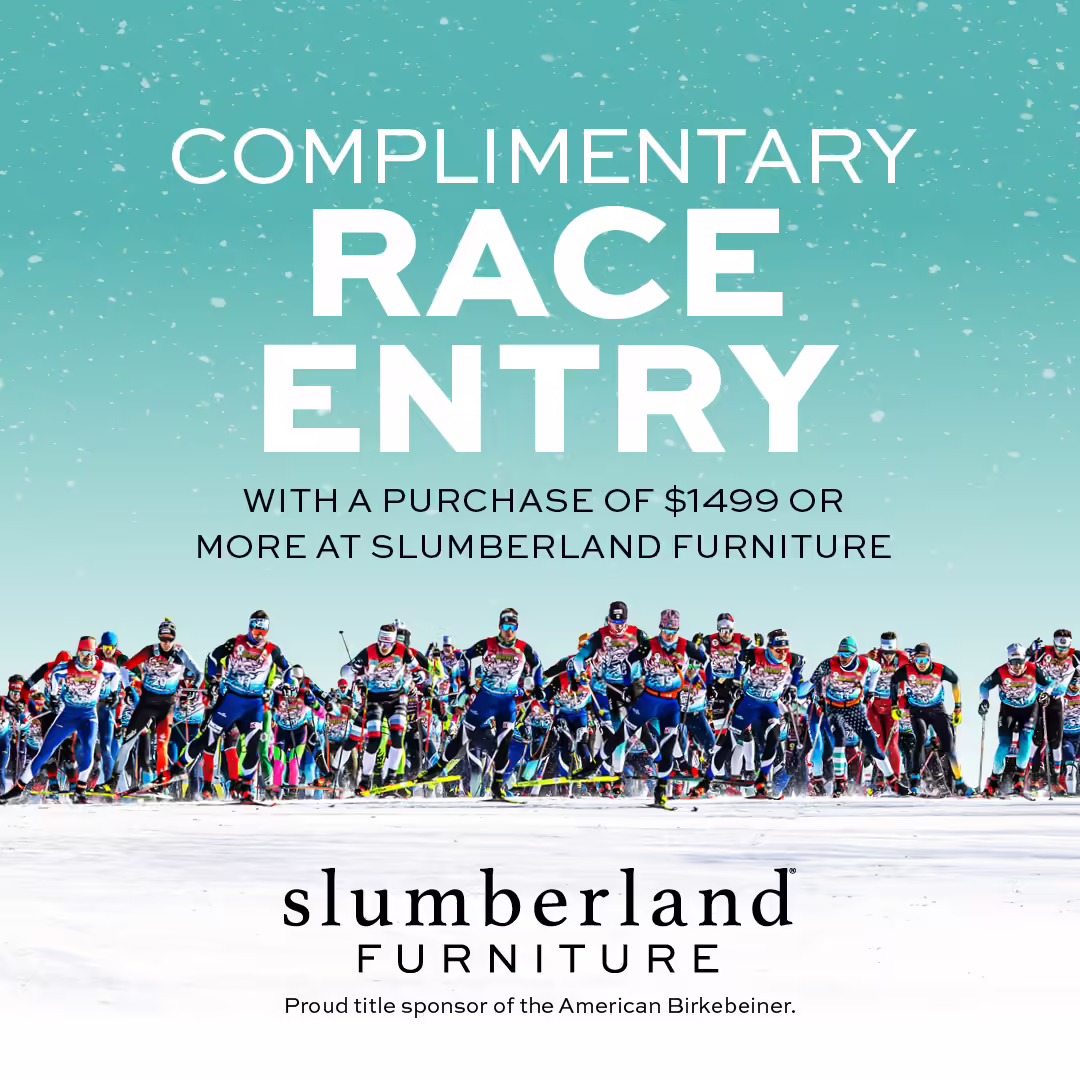 Complimentary race entry with a purchase of $1499 or more at Slumberland Furniture - Click for complete details