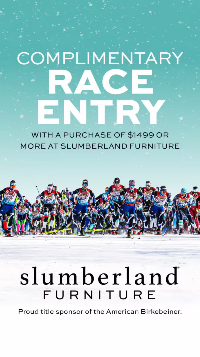 Complimentary race entry with a purchase of $1499 or more at Slumberland Furniture