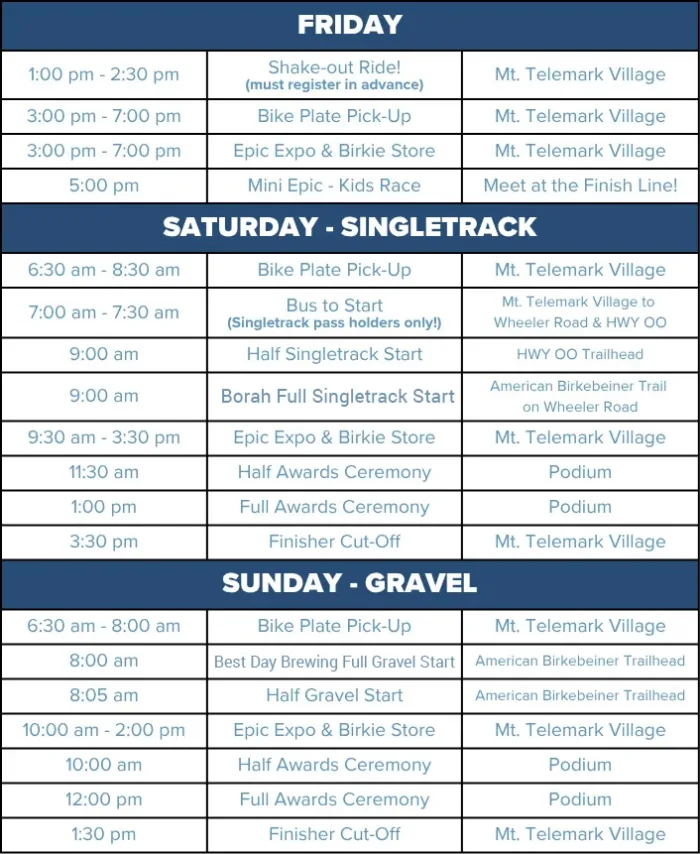 2026 epic bike fest schedule graphic